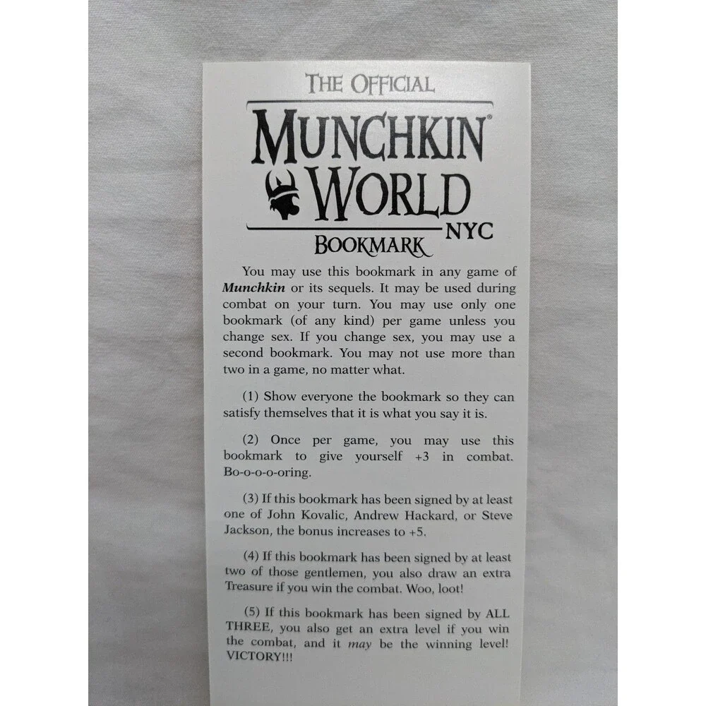 Munchkin World NYC The Official Bookmark